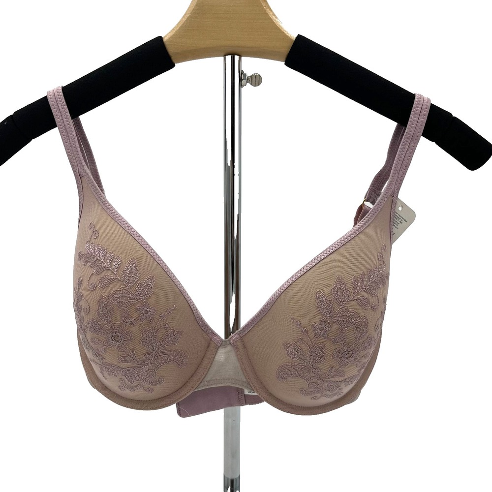Wacoal Floral Embroidery Contour T-Shirt Bra Style 853147 Size 34D Beige Nude
